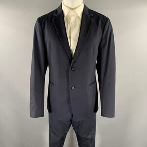 THEORY Size 42 Navy Solid Cotton Polyester Notch Lapel Suit